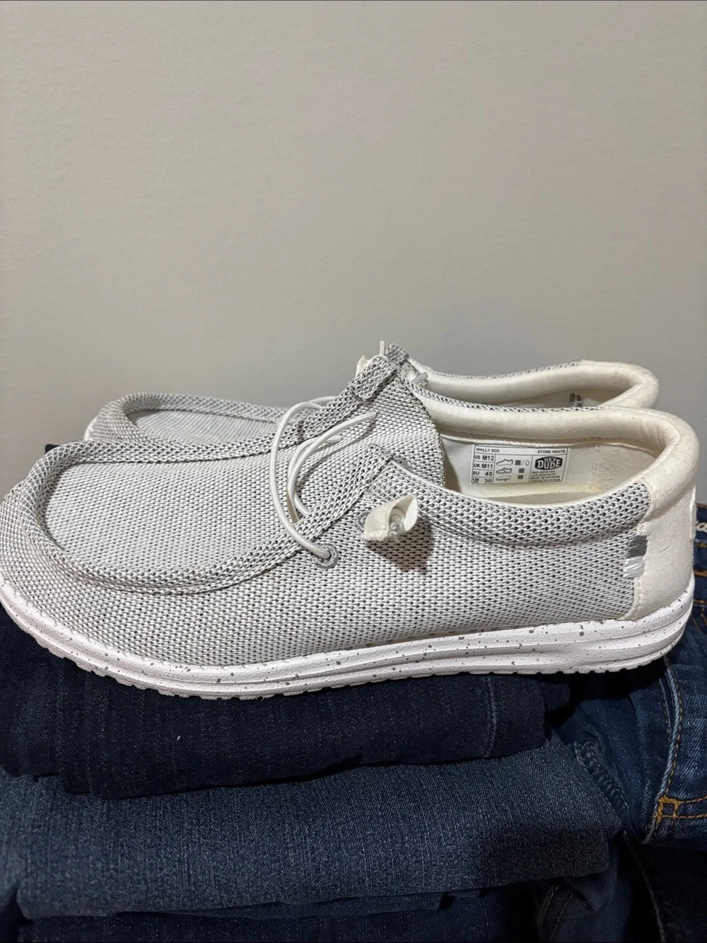 Hey Dude Light Gray Knit Slip-Ons with Tassel Laces